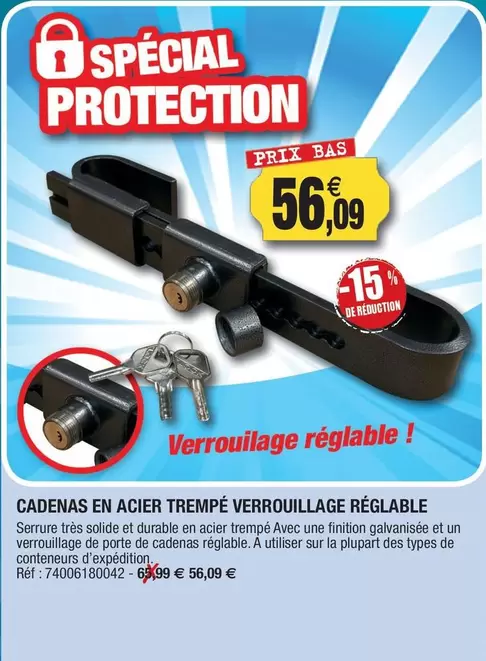 Cadenas En Acier Trempé Verrouillage Réglable offre à 56,09€ sur Outiror