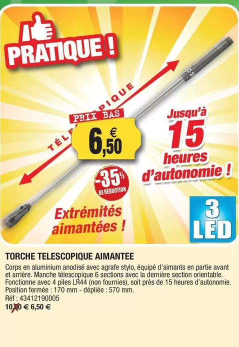 Torche Telescopique Aimantee offre à 6,5€ sur Outiror