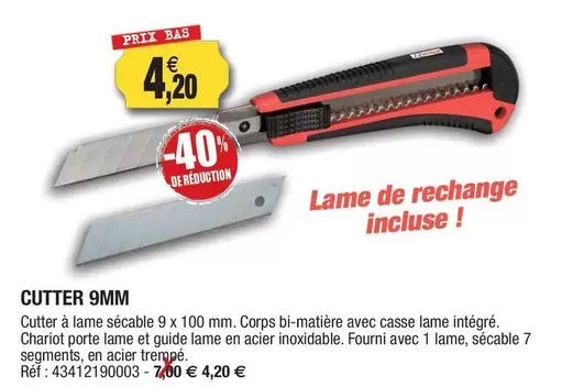 Cutter  offre à 4,2€ sur Outiror