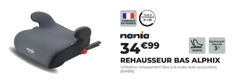 Nania - Rehausseur Bas Alphix offre à 34,99€ sur Feu Vert