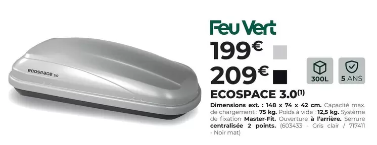 Feuvert - Ecospace 3.0 offre à 199€ sur Feu Vert