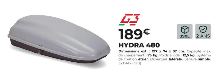 G3 - Hydra 480 offre à 189€ sur Feu Vert