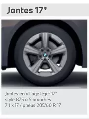 Jantes En Alliage Léger 17" Style 875 À 5 Branches 7Jx17/pneus 205/60 R 17 offre sur BMW