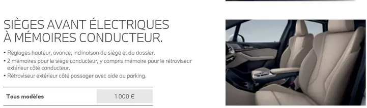 TOUS - Sièges Avant Électriques À Mémoires Conducteur offre sur BMW