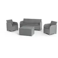 Salon de jardin en résine imitation rotin tressé - Allibert by KETER - 5 personnes - SAN REMO - gris offre à 249,99€ sur Cdiscount