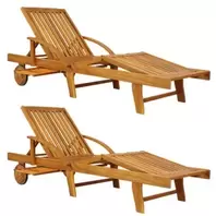 2X Chaises Longues Tami Sun en Bois d'acacia 200cm - transat Bain de Soleil Chaise de Jardin extérieur terrasse Balcon offre à 256,99€ sur Cdiscount