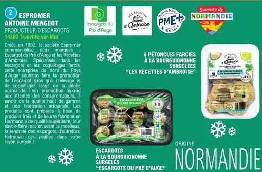 Saveurs De Normandie - Escargots À La Bourguignonne Surgelés Escargots Du Pré D'auge  offre sur E.Leclerc