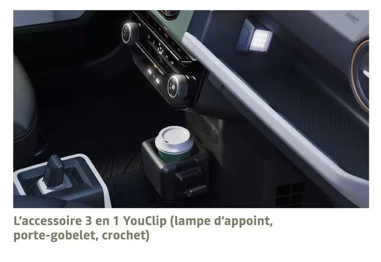 Dacia - L'Accessoire 3 En 1 Youclip (Lampe D'appoint, Porte-Gobelet, Crochet) offre sur Dacia