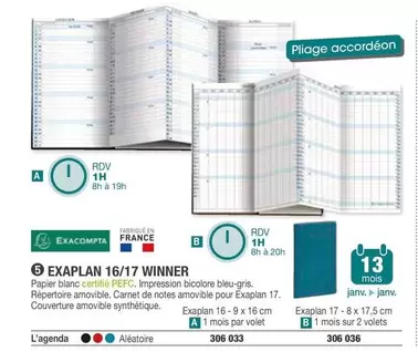 Exacompta - Exalpan 16/17 Winner offre sur Hyperburo