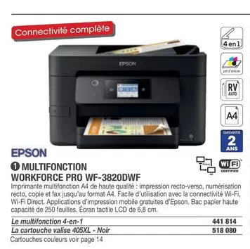 Epson - Multifonction Workforce Pro WF-3820DWF offre sur Hyperburo