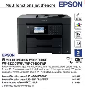 Epson - Multifonction Workforce WF-7830DTWF / WF-7840DTWF offre sur Hyperburo