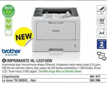 Brother - Imprimante Hl-l5210DN offre sur Hyperburo