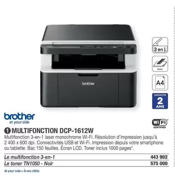 Brother - Multifonction DCP-1612W offre sur Hyperburo