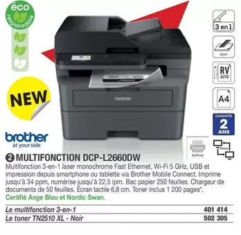 Brother - Multifonction DCP-l2660DW offre sur Hyperburo