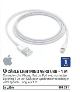 Apple - Câble Lightning Vers Usb-1 M offre sur Hyperburo