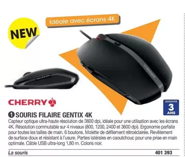 Cherry - Souris Filaire Gentix 4K offre sur Hyperburo