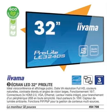 Iiyama - Écran Led 32 Prolite offre sur Hyperburo