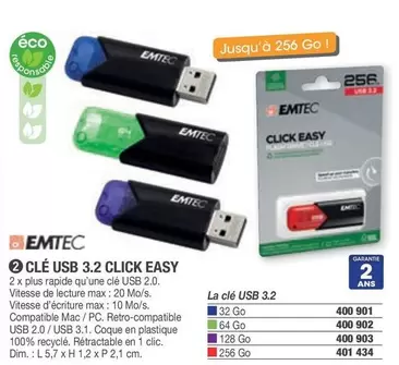 Emtec - Clé Usb 3.2 Click Easy offre sur Hyperburo