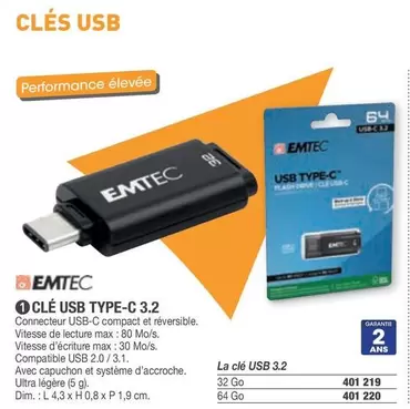 Emtec - Clé Usb Type-C 3.2 offre sur Hyperburo