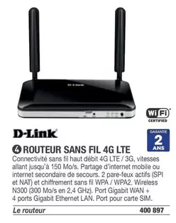 D-Link - Routeur Sans Fil 4G LTE offre sur Hyperburo