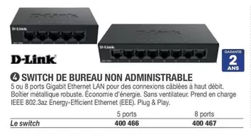 D-Link - Switch De Bureau Non Administatable offre sur Hyperburo