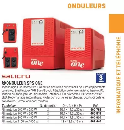 Salicru - Onduleur Sps One offre sur Hyperburo