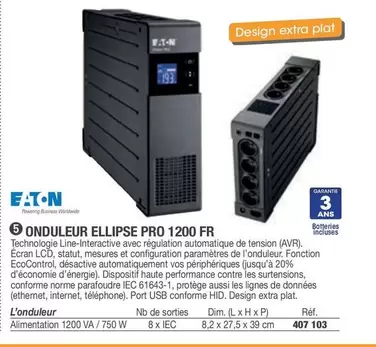 Eaton - Onduleur Ellipse Pro 1200 FR offre sur Hyperburo