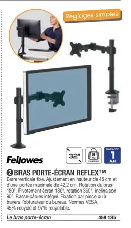 Fellowes - Bras Porte-ecran Reflety offre sur Hyperburo