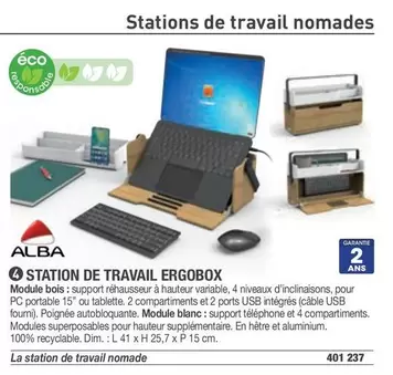 Alba - Station De Travail Ergobox offre sur Hyperburo