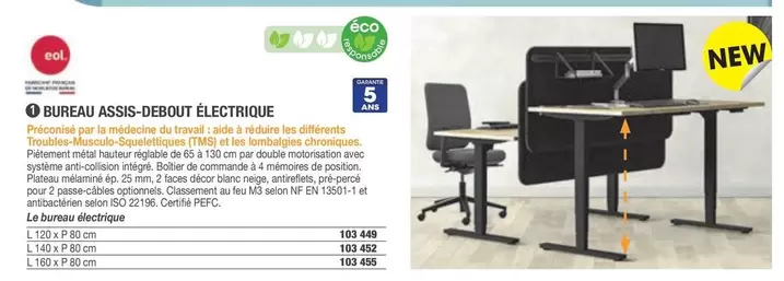 Bureau Assis-debout Électrique offre sur Hyperburo