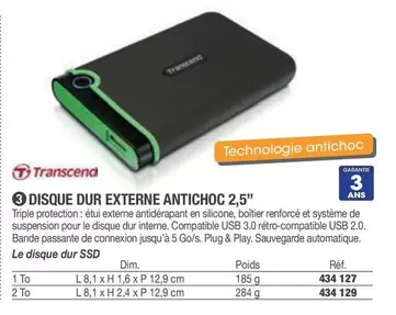 Transcend - Disque Dur Externe Antichoc 2,5" offre sur Hyperburo