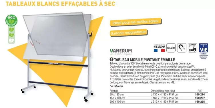 Vanerum - Tableau Inoble Pivotant Émaillé offre sur Hyperburo