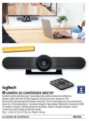 Logitech - Camera De Conference Meetup offre sur Hyperburo