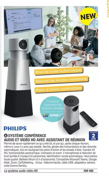 Philips - Assiette Conference Audio Et Vidéo Hd Avec Assistant De Réunion offre sur Hyperburo