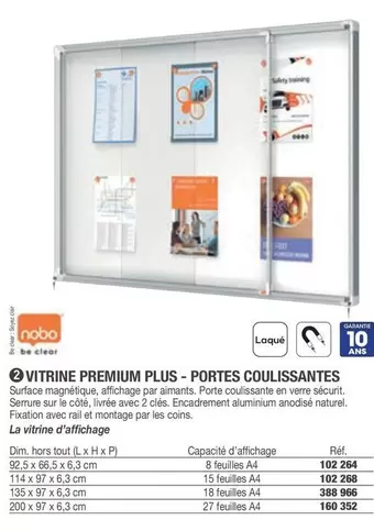 Nobo - Vitrine Premium Plus-Portes Coulissantes offre sur Hyperburo