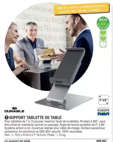 Durable - Support Tablette De Table offre sur Hyperburo