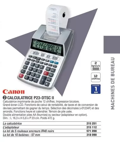 Canon - Calculatrice P23-DTSC II offre sur Hyperburo