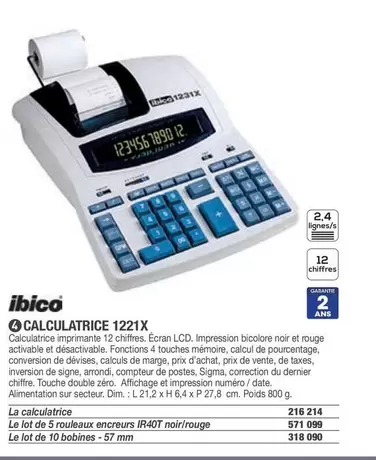 Ibico - Calculatrice 1221X  offre sur Hyperburo