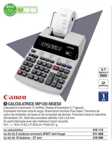 Canon - Calculatrice MP120-MGESII offre sur Hyperburo