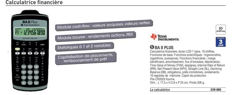 Texas Instruments - BA II Plus offre sur Hyperburo