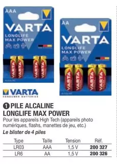 Varta - Pile Alcaline Longlife Max Power offre sur Hyperburo