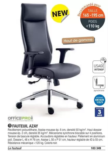 Fauteuil Azay offre sur Hyperburo