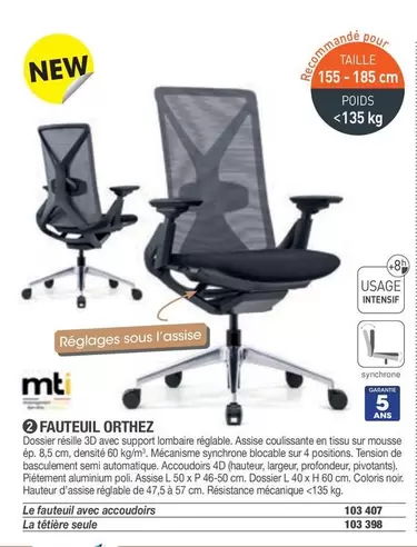 Mti - Fauteuil Orthez offre sur Hyperburo