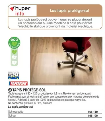 Paperflow - Tapis Protège-Sol offre sur Hyperburo