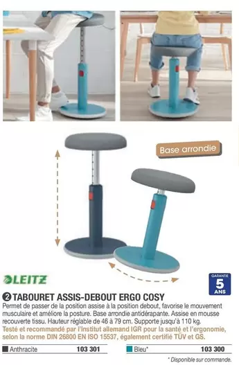 Leitz - Tabouret Assis-Debout Ergo Cosy offre sur Hyperburo