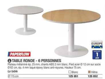 Paperflow - Table Ronde-6 Personnes offre sur Hyperburo