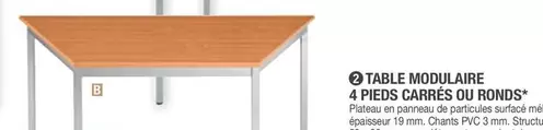 Table Modulaire 4 Pieds Carrés  offre sur Hyperburo