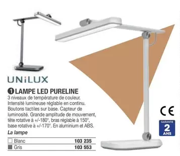 Unilux - Lampe Led Pureline offre sur Hyperburo