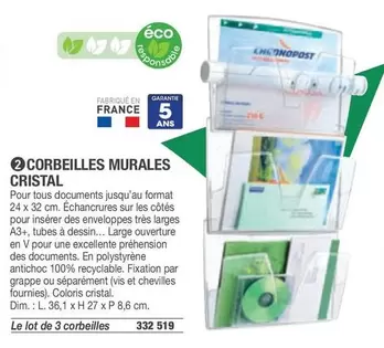 Corbeilles Murales Cristal offre sur Hyperburo