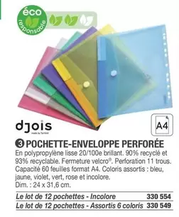 Djois - Pochette-enveloppe Perforée offre sur Hyperburo